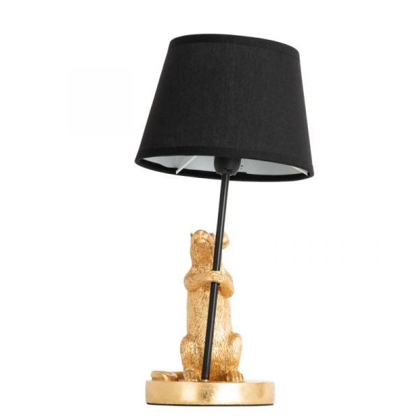 Настольная лампа Arte Lamp Gustav A4420LT-1GO, арматура золото / черная, плафон ткань черная, 17х17 см