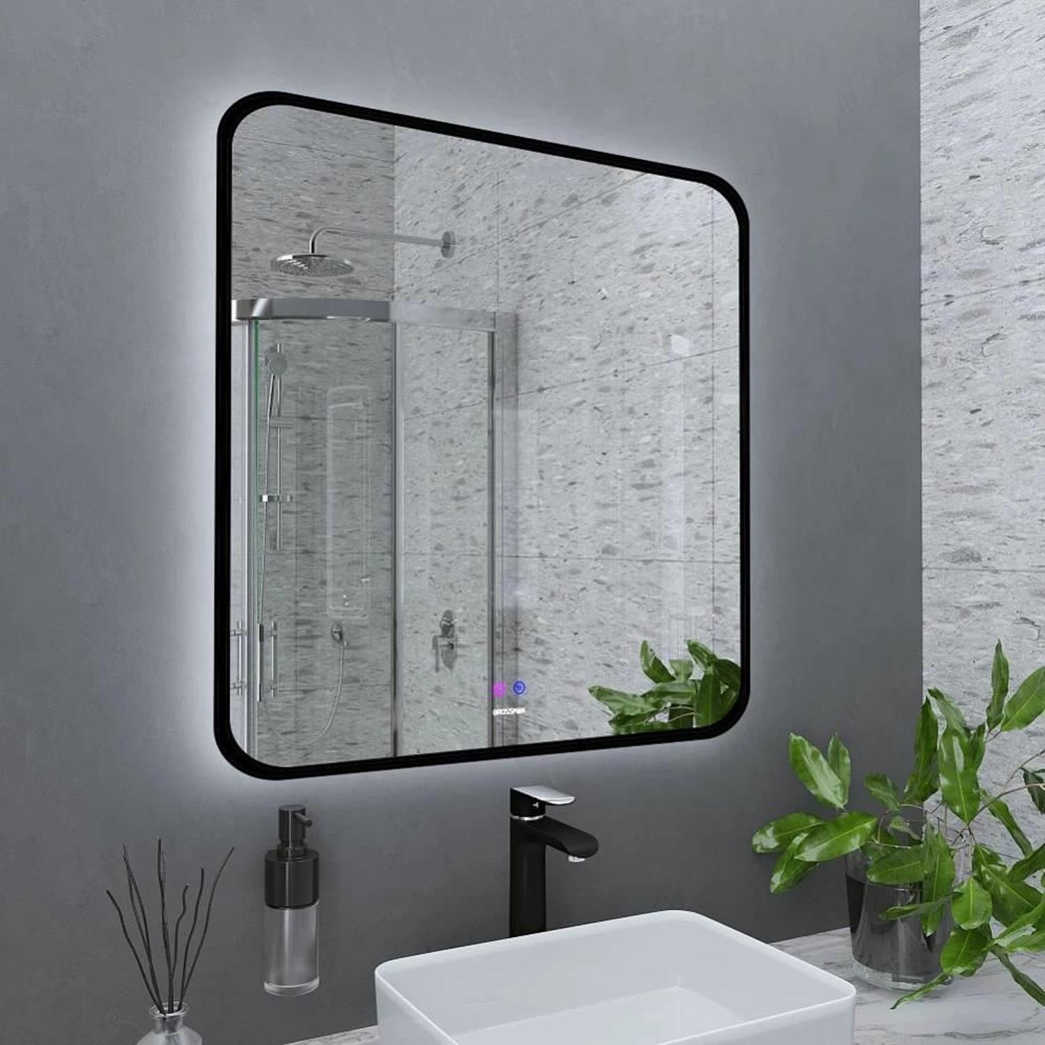 Зеркало Grossman Elegans Norma Black 80x80, с подсветкой, диммером и функцией антизапотевания, цвет черный