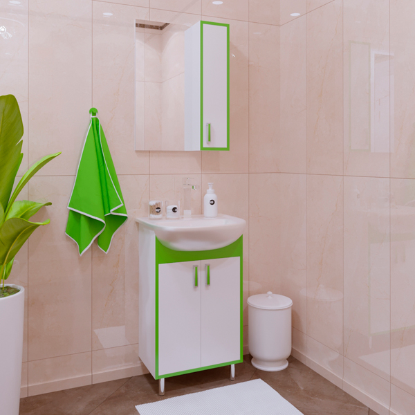 Мебель для ванной Corozo Спектр 50, цвет белый / зеленый