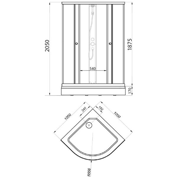 Душевой уголок Тритон Стандарт 100x100 А, стекло прозрачное с рисунком лен, профиль белый - фото 1