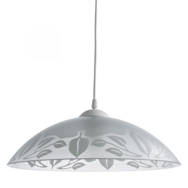 Подвесной светильник Arte Lamp Cucina A4020SP-1WH, арматура белая, плафон стекло белое с рисунком, 36х36 см