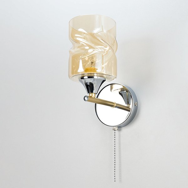 Бра Citilux Клод CL137312, арматура золото / хром, плафон стекло бежевое, 10х15 см - фото 1