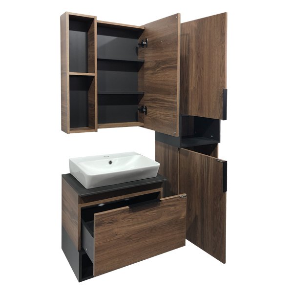 Мебель для ванной Comforty Штутгарт 60 с раковиной Comforty 9055RA-50, цвет дуб темно-коричневый