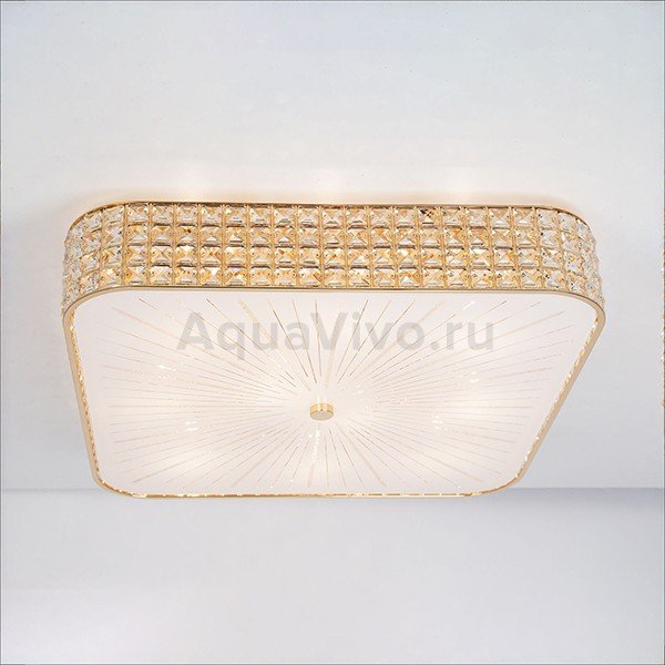 Потолочный светильник Citilux Портал CL324202, арматура золото, плафон стекло / хрусталь прозрачный, 61х61 см - фото 1