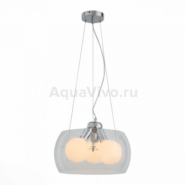 Подвесной светильник ST Luce Uovo SL512.113.03, арматура металл, цвет хром, плафон стекло, цвет прозрачный