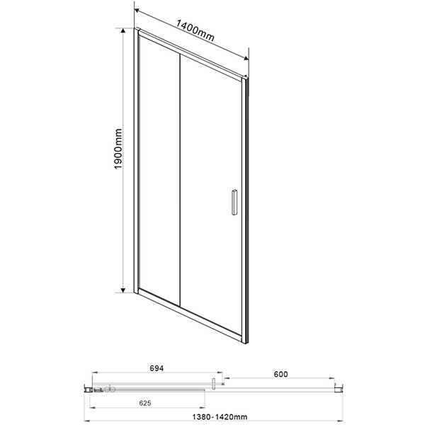 Душевая дверь Vincea Garda VDS-1G 140x190, стекло шиншилла, профиль хром