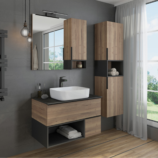 Мебель для ванной Comforty Штутгарт 90 с раковиной Comforty T-Y9378, цвет дуб темно-коричневый