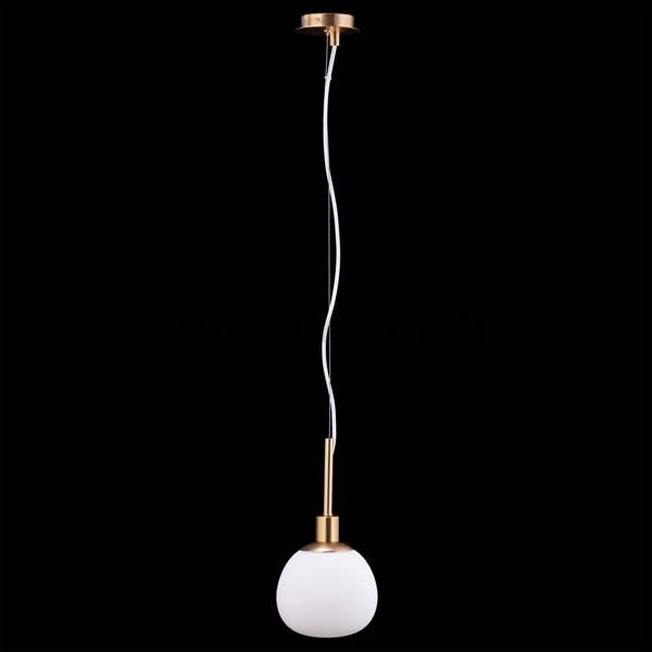 Подвесной светильник Maytoni Erich MOD221-PL-01-G, арматура золото, плафон стекло белое, 15х181 см