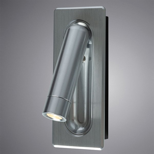 Бра Arte Lamp Adhil A8236AP-1SI, арматура серебро, плафон металл серебро, 7х4 см