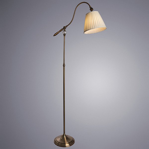 Торшер Arte Lamp Seville A1509PN-1PB, арматура медная / прозрачная, плафон ткань белая, 26х68 см - фото 1