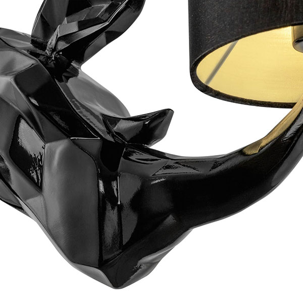 Бра Maytoni Nashorn MOD470WL-01B, арматура черная, плафон хлопок черный / золото, 15х32 см - фото 1
