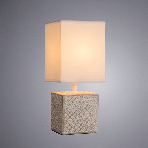 Настольная лампа Arte Lamp Fiori A4429LT-1WA, арматура белая, плафон ткань белая, 13х11 см