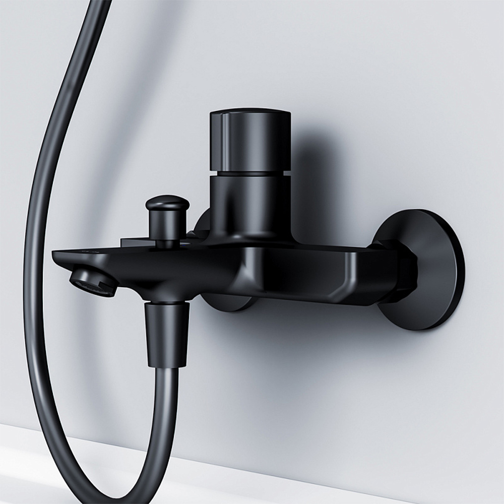 Смеситель AM.PM X-Joy TouchReel F85A10522 для ванны с душем, нажимной, цвет черный - фото 1