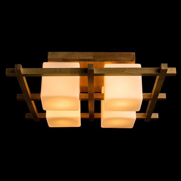 Потолочный светильник Arte Lamp Woods A8252PL-4BR, арматура коричневая, плафоны стекло белое, 52х52 см