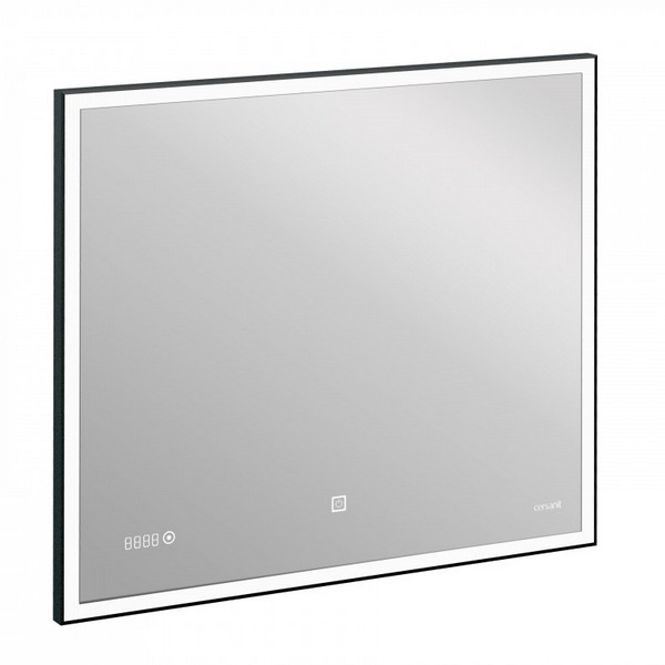 Зеркало Cersanit LED 011 Design 80x70, в металлической раме, с подсветкой, часами - фото 1