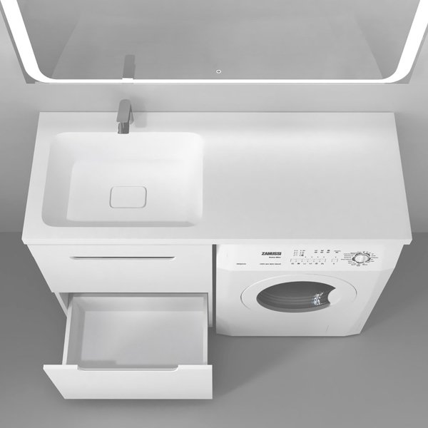 Раковина Madera Kamilla 110x48 для установки над стиральной машиной, левая, цвет белый - фото 1