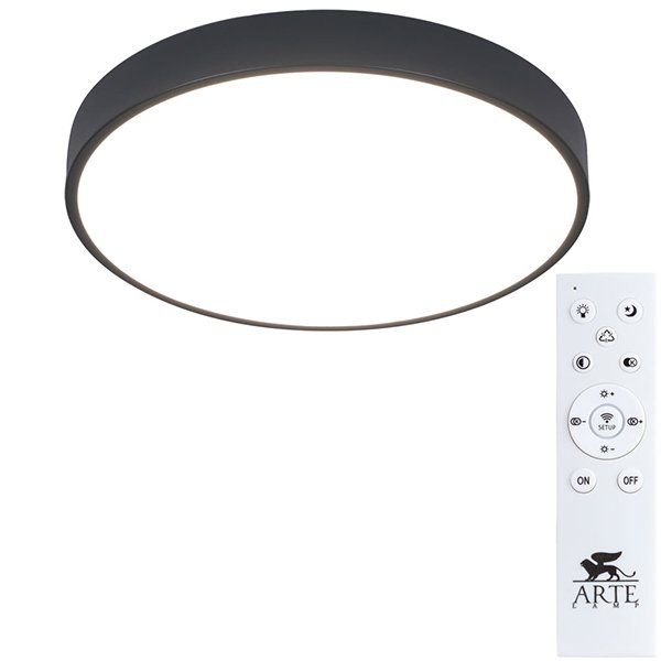 Потолочный светильник Arte Lamp Arena A2661PL-1BK, арматура черная, плафон акрил белый, 40х40 см - фото 1