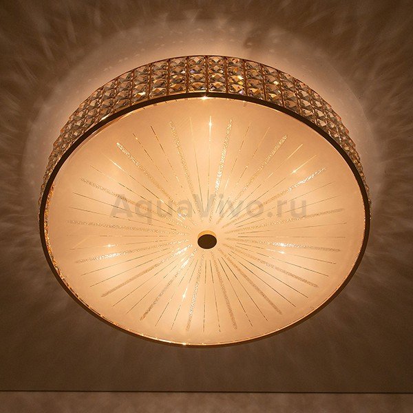 Потолочный светильник Citilux Портал CL324182, арматура золото, плафон стекло / хрусталь прозрачный, 51х51 см