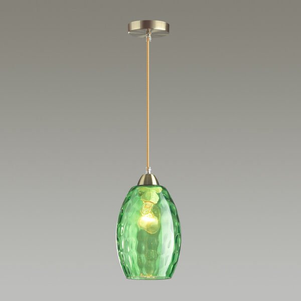 Подвесной светильник Lumion Sapphire 4484/1, арматура бронза, плафон стекло зеленое