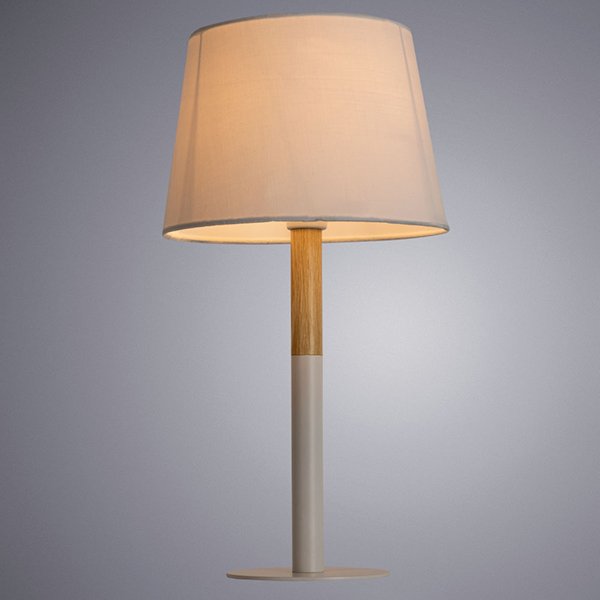 Настольная лампа Arte Lamp Connor A2102LT-1WH, арматура белая / бежевая, плафон ткань белая, 23х23 см