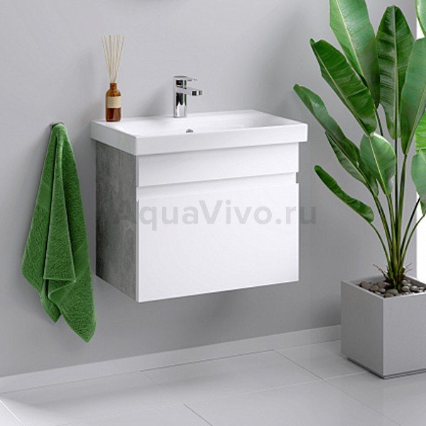 Мебель для ванной Aqwella Smart 60, цвет бетон светлый / белый