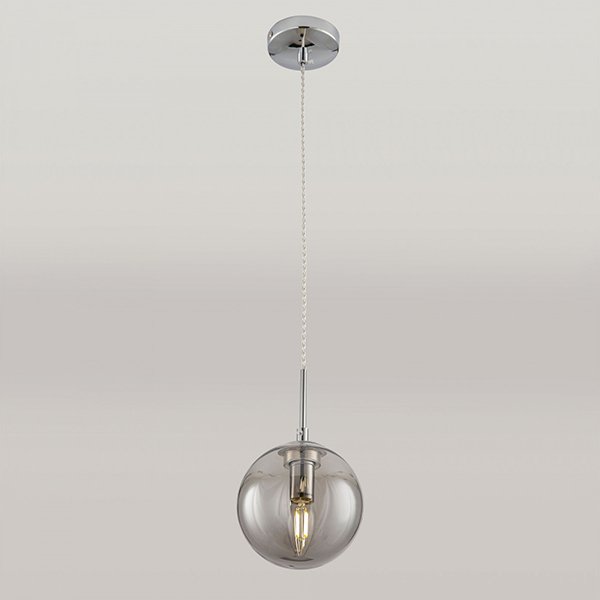 Подвесной светильник Citilux Томми CL102010, арматура хром, плафон стекло дымчатое, 15х15 см - фото 1