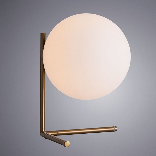 Интерьерная настольная лампа Arte Lamp Bolla-Unica A1921LT-1AB, арматура бронза, плафон стекло белое, 19х20 см