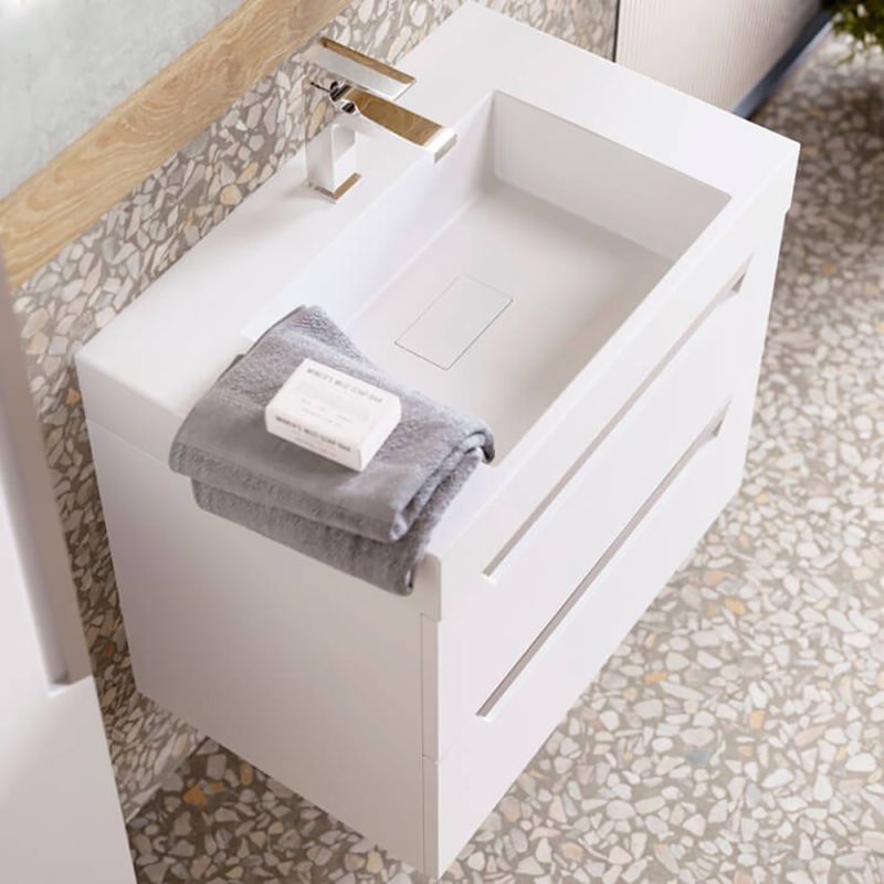 Мебель для ванной Aqwella Cube 70, с 2 ящиками, цвет белый матовый