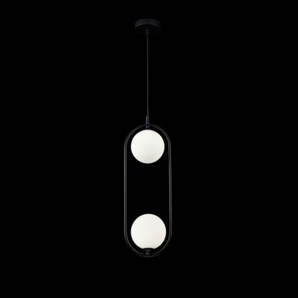 Подвесной светильник Maytoni Ring MOD013PL-02B, арматура черная, плафон стекло белое - фото 1