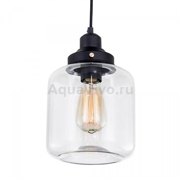Подвесной светильник Citilux Эдисон CL450206, арматура черная, плафон стекло прозрачное, 17х17 см - фото 1