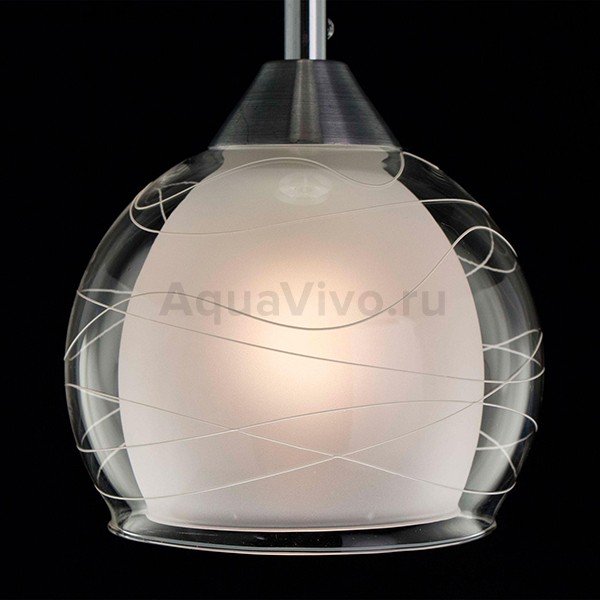 Подвесной светильник Citilux Буги CL157112, арматура хром, плафон стекло белое / прозрачное, 15х15 см