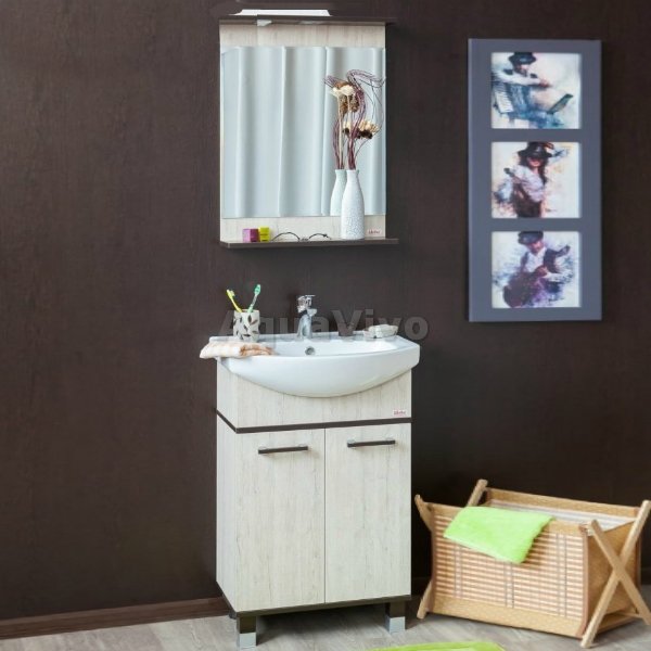 Мебель для ванной Sanflor Толедо 60, цвет Венге/Орегон