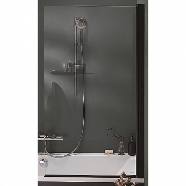 Шторка на ванну Jacob Delafon Struktura 80, стекло прозрачное, профиль черный - фото 1