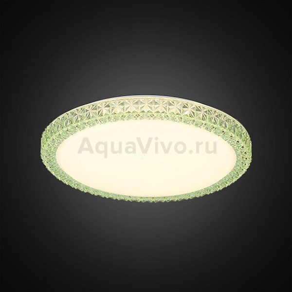 Потолочный светильник Citilux Кристалино Слим CL715R363, арматура белая, плафон полимер белый / зеленый, 40х40 см