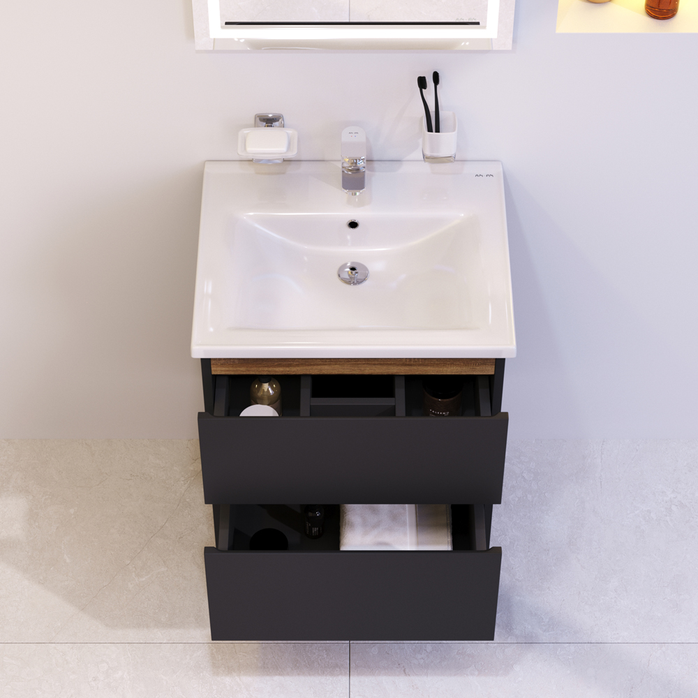 Мебель для ванной AM.PM X-Joy 55 подвесная, цвет черный матовый - фото 1