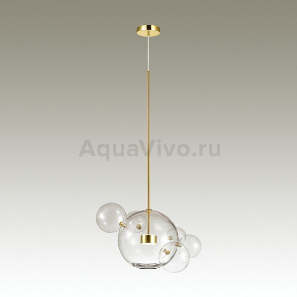 Подвесной светильник Odeon Light Bubbles 4640/12LB, арматура золото, плафон стекло прозрачное, 53х180 см