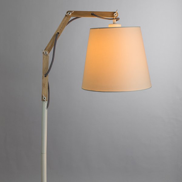 Торшер Arte Lamp Pinocchio A5700PN-1WH, арматура белая / бежевая, плафон ткань белая, 25х65 см - фото 1