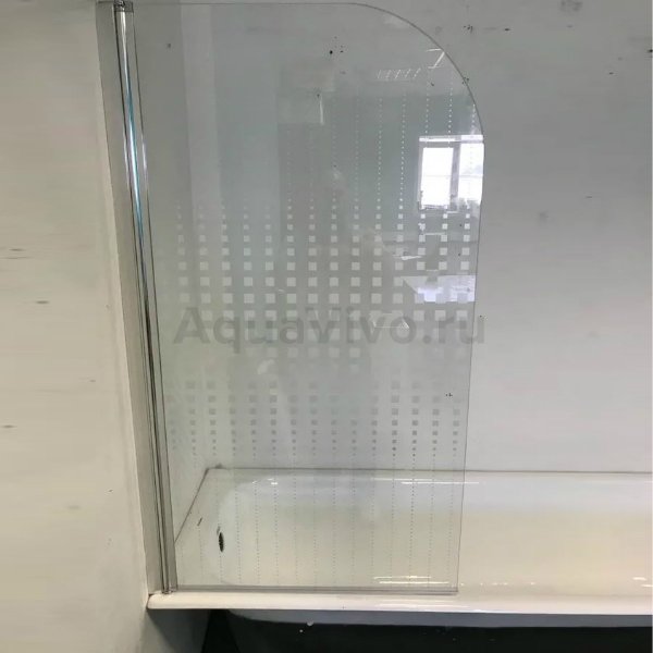 Шторка на ванну Parly F04 75, стекло прозрачное с дизайнерским рисунком, профиль хром