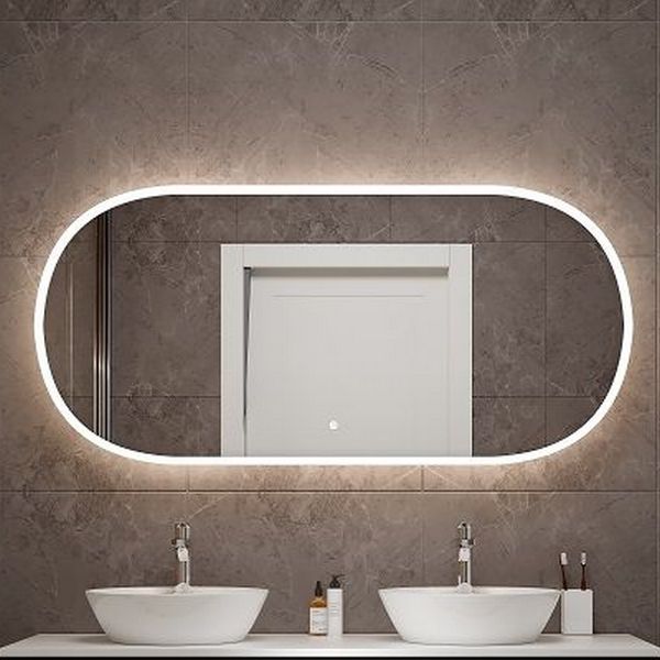 Зеркало Art & Max Bari White 70x150, с теплой подсветкой и диммером, цвет белый матовый