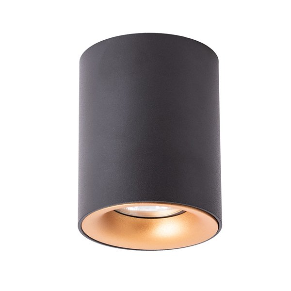Потолочный светильник Arte Lamp Torre A1532PL-1BK, арматура черная, плафон металл черный / золото, 8х8 см