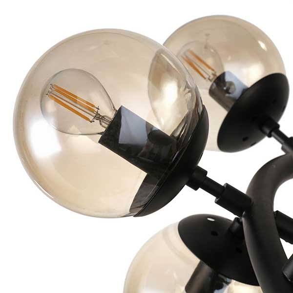 Подвесная люстра Arte Lamp Bolla A1664SP-25BK, арматура черная, плафоны стекло янтарное, 100х100 см
