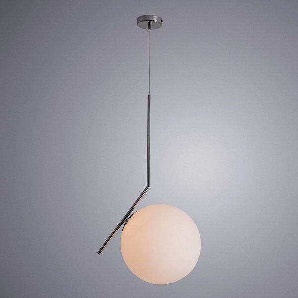 Подвесной светильник Arte Lamp Bolla-Unica A1922SP-1CC, арматура хром, плафон стекло белое, 30х30 см - фото 1