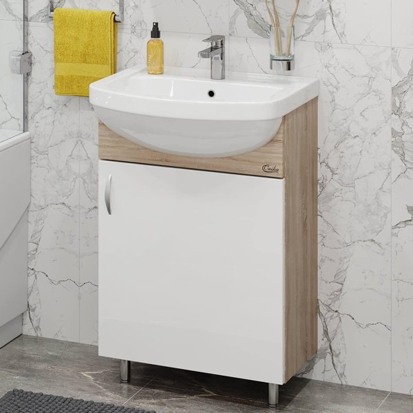 Мебель для ванной Оника Эко 52, цвет белый / дуб сонома