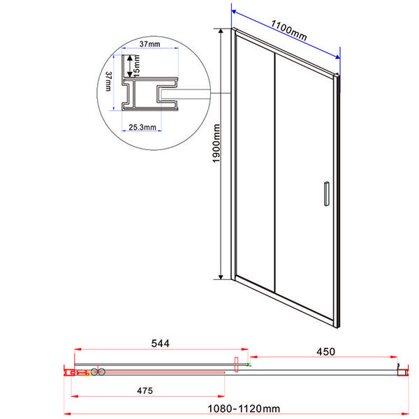 Душевая дверь Vincea Garda VDS-1G 110x190, стекло прозрачное, профиль хром