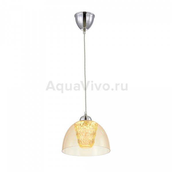 Подвесной светильник Citilux Топаз CL717112, арматура хром, плафон стекло / полимер прозрачный / желтый, 23х23 см