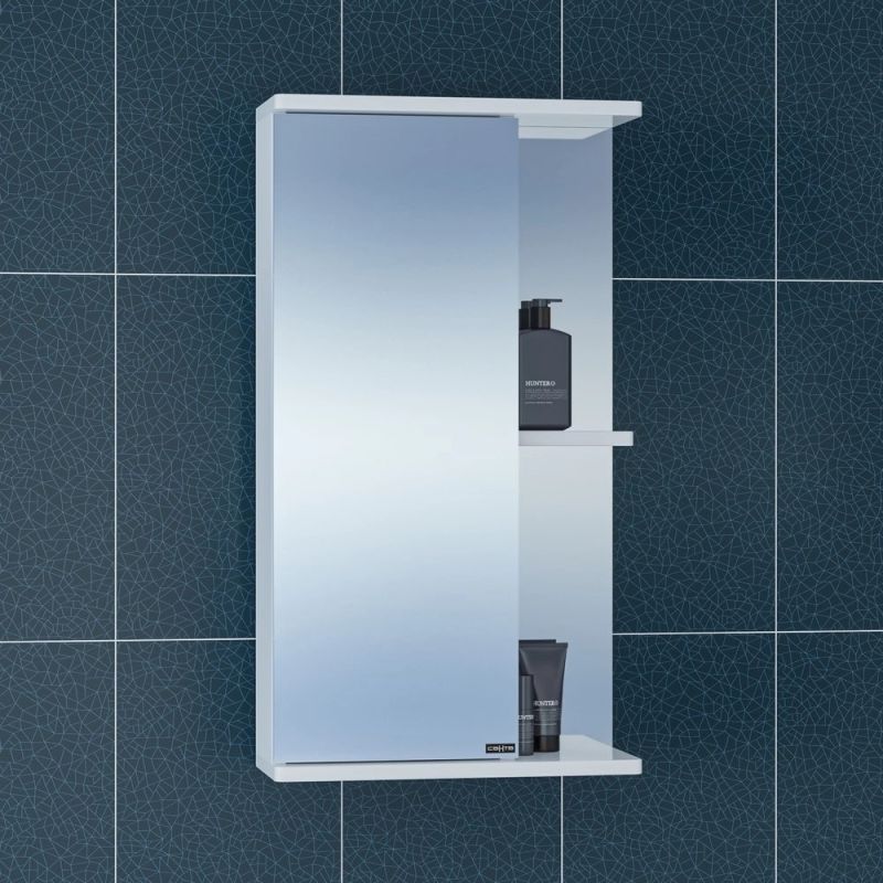 Шкаф-зеркало Санта Ника 40, левый, цвет белый