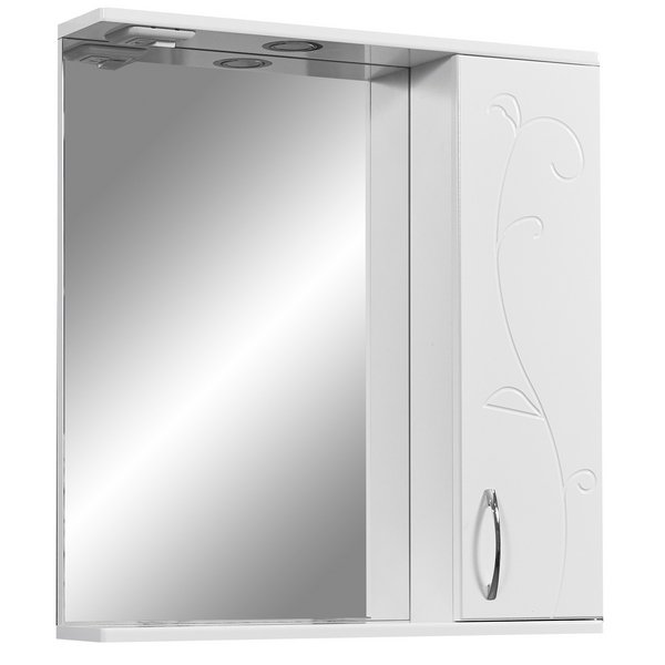 Шкаф-зеркало Stella Polar Фантазия 65/С, правый, с подсветкой, цвет белый