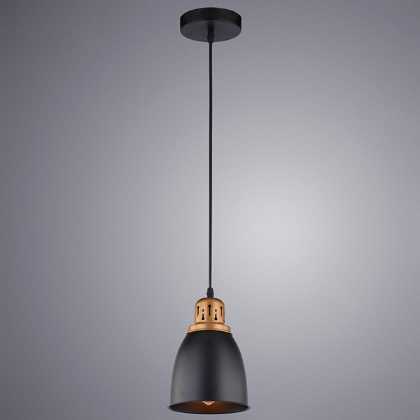 Подвесной светильник Arte Lamp Eurica A4248SP-1BK, арматура черная / медь, плафон металл черный, 16х16 см - фото 1