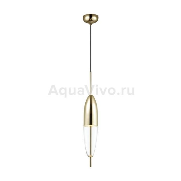 Подвесной светильник Odeon Light Larus 4613/5L, арматура золото, плафон металл / стекло золото / прозрачное, 10х150 см