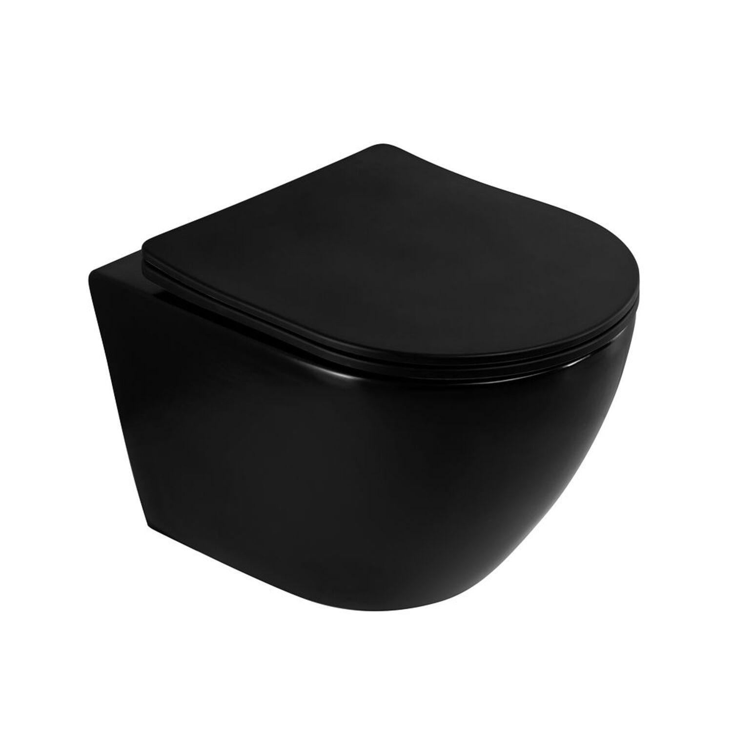 Унитаз Art & Max Ovale AM011CHR-MB/SC подвесной, безободковый, с сиденьем микролифт, цвет черный матовый